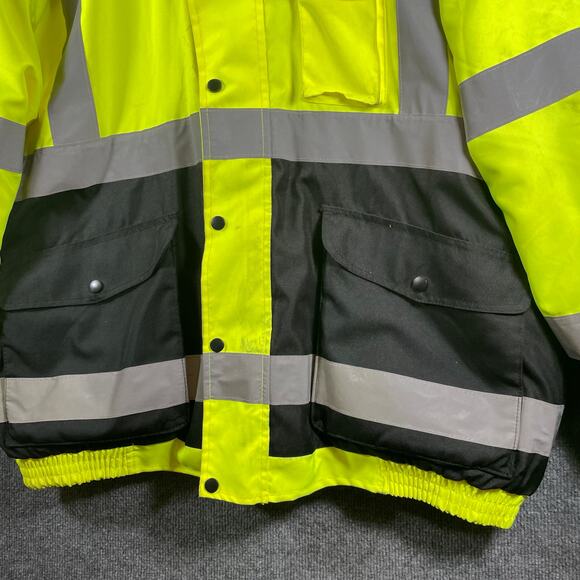 Utility Pro Premium High Vis Bomber Jacket Men's XXL Yellow Removable Fleece - Picture 6 of 13